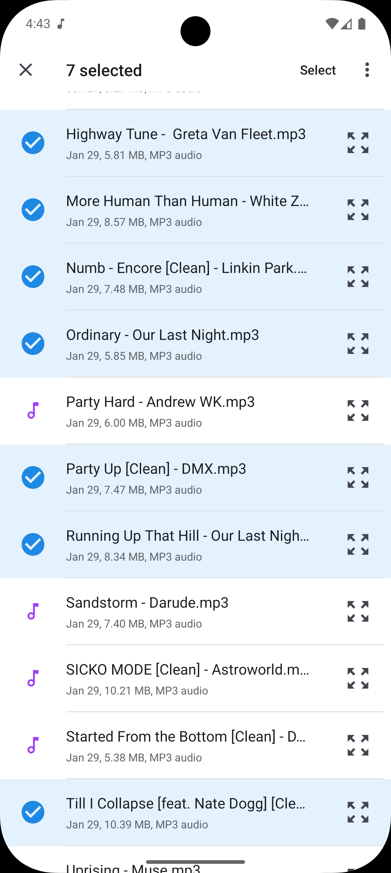 Multi-file import screen