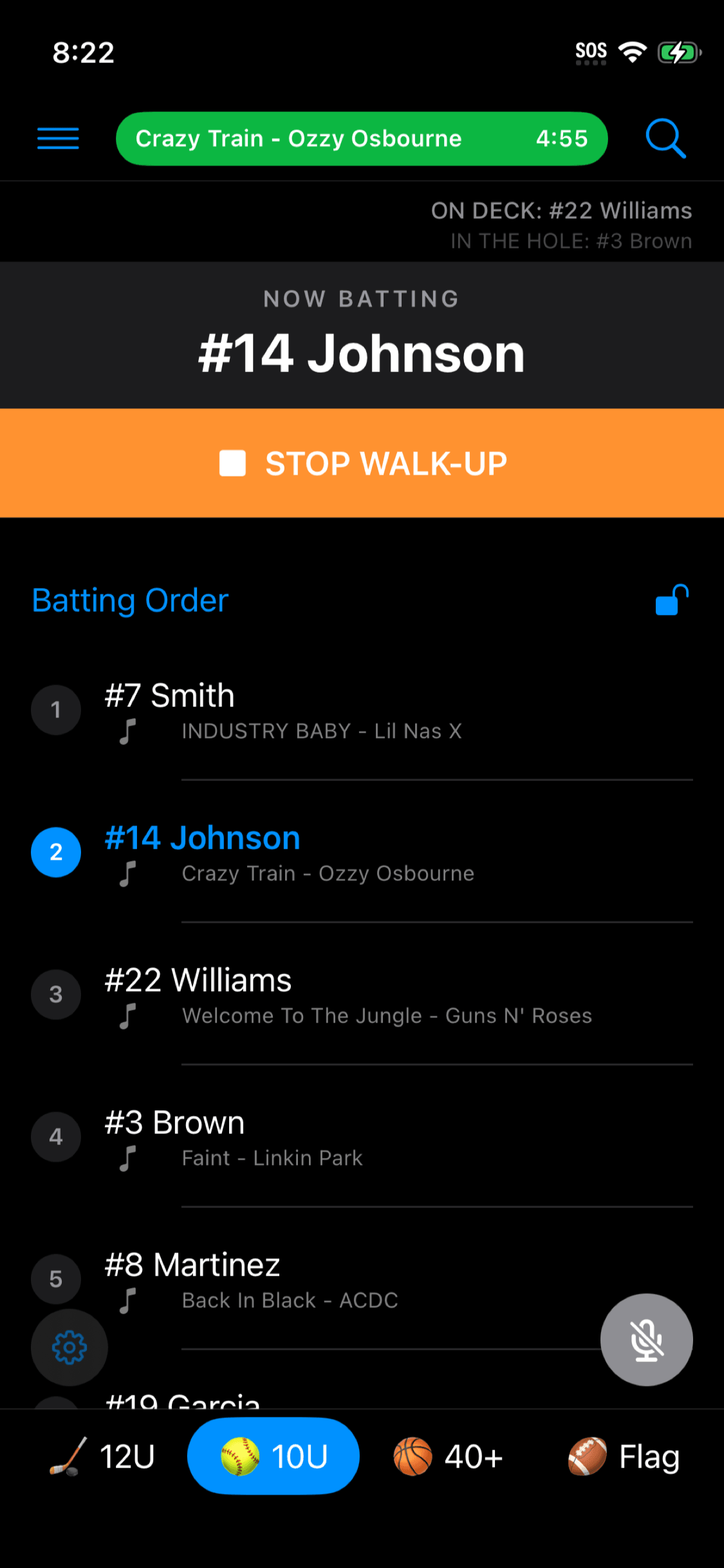 Walk-up batting order